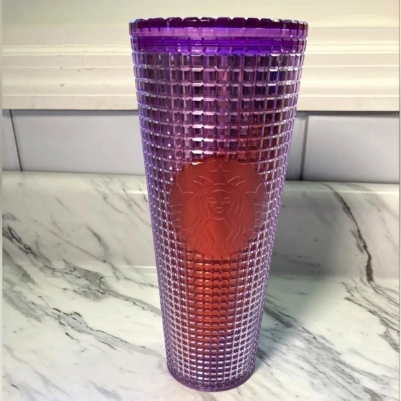 Starbucks Summer 2021 Pink and Purple Grid Tumbler 24oz Cold Cup - Picture 2 of 5